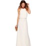 Sexy Halter Off-the-shoulder Elastic Waist Pleated Pure Color Floor-length Dress