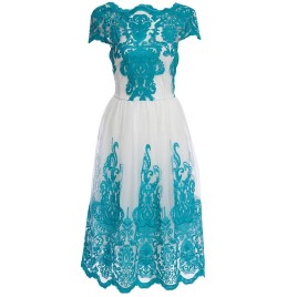 Sexy Handmade Embroidery Lace Design Slim Dress for Women