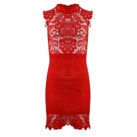 Sexy Lace Embroidery Hollow-out Sleeveless Skinny Mini Dress