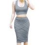 Sexy Scoop Collar Sleeveless Tank Top + High Waist Two Piece Bodycon Bandage Dress for Women