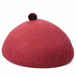 Solid Color Autumn Winter Korean Fashion Wool Material Pumpkin Beret Cap for Women with Adjustable Sweat Band Inside