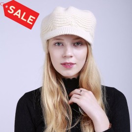 Solid Color Stylish Knitted Plus Velvet Rabbit Wool Winter Keep Warm Outdoor Indoor Cap for Women