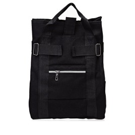 Street Style Stylish Buckle Embellished Multi Way Black Canvas Backpack For Women