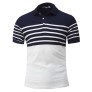 Striped Trim Short Sleeve Cotton Polo T-Shirt
