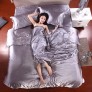Summer Solid Color Ice Silk Reactive Printing Process Healthy Comfortable 1 Quilt Cover + 1 Flat Sheet + 2 Pillowcases 4pcs Bedding Set for 2m Bed 