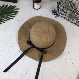 Summer Sun Protection Sunscreen Adult Stylish Breathable Handmade Large Brim Dome Summer Beach Sun Straw Cap 