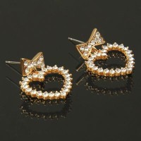 Sweet Heart and Bowknot Shaped Rhinestone Decor Ear Pin Ear Dangle/Ear Pendant Earrings Jewelry