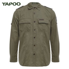 TAPOO Casual Epaulet Pattern Button Embellishment Male Solid Color Shirt