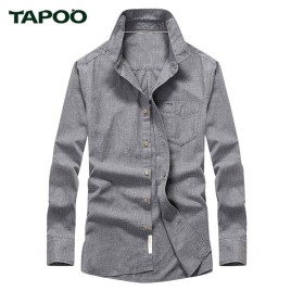 TAPOO Casual Multi-button Design Pure Color Male Long Sleeve Shirt