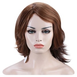 Towheaded Curly Vogue Blonde Mixed Brown Synthetic Medium Side Bang Capless Wig For Women