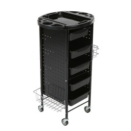 Tray Cart Salon Trolley Hair Rolling Cart Hairdressing Storage Cart Black Hair Drawers With Hanging Baskets Trolley for Barber