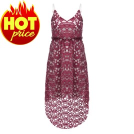Trendy Spaghetti Strap Crochet Hollow Out Lace Women Dress