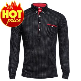 Trendy Stand Collar Long Sleeve Dot Print Shirt for Men