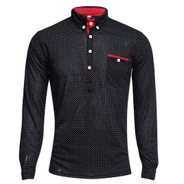 Trendy Stand Collar Long Sleeve Dot Print Shirt for Men