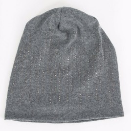 Unisex Knitted Double-Layer Cashmere Hot Drilling Winter Autumn Warm-Keeping Tapered Cap