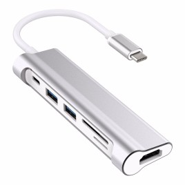 USB-C 3.1 to HDMI SD / TF Card Reader Type-C Charging Ports and Connectors 2 USB 3.0 Hub Adapter for Macbook Pro 