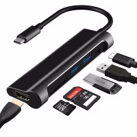 USB-C 3.1 to HDMI SD / TF Card Reader Type-C Charging Ports and Connectors 2 USB 3.0 Hub Adapter for Macbook Pro 