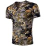V Neck Flower Print Short Sleeves T-shirt for Men