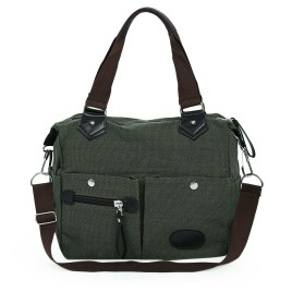 Vintage Style Cotton Canvas Leather Large Capacity Single Shoulder Messenger Bag School Bag