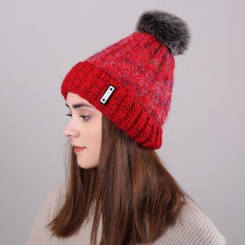 Winter Fashion Crimping Labeling New Style Knit Wool Plus Velvet Warm-keeping Women Hat with Hairball 