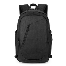 with Lock Anti Shock Anti-theft Waterproof Lightweight Backpack 16 Inch PC with Headphone Port + USB Charge Port Business Trip Travel Commuting Storage Bag - Black