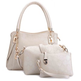 Women 3pcs Tote Bag PU Leather Handbag Purse Bags Set