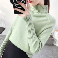 Women's Knitted Turtleneck Sweater Long Sleeve Pullover Top for Autumn and Winter