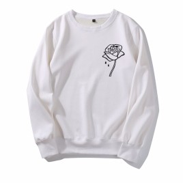 Women's Rose-embroidery Sweatshirts Casual Cuff and Waist Gathered Top